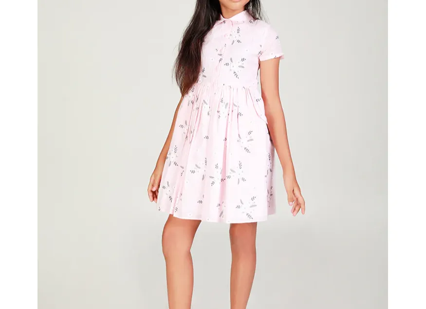 Printed Kids Dress with Side Pockets