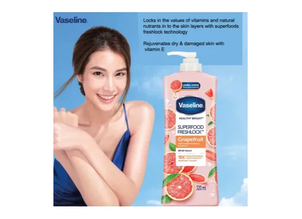 Vaseline Healthy Bright Superfood Freshlock Grapefruit Body Lotion 320ml Serum Lotion with Vitamin A