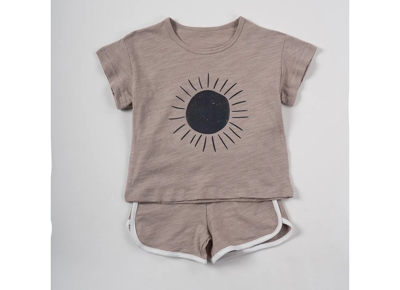 Summer 2pcs Children Clothes Sets Korea Moon Print Outfits Muslin Patchwork Casual Suits Kids Shorts T-shirt Boys Girls Outfits