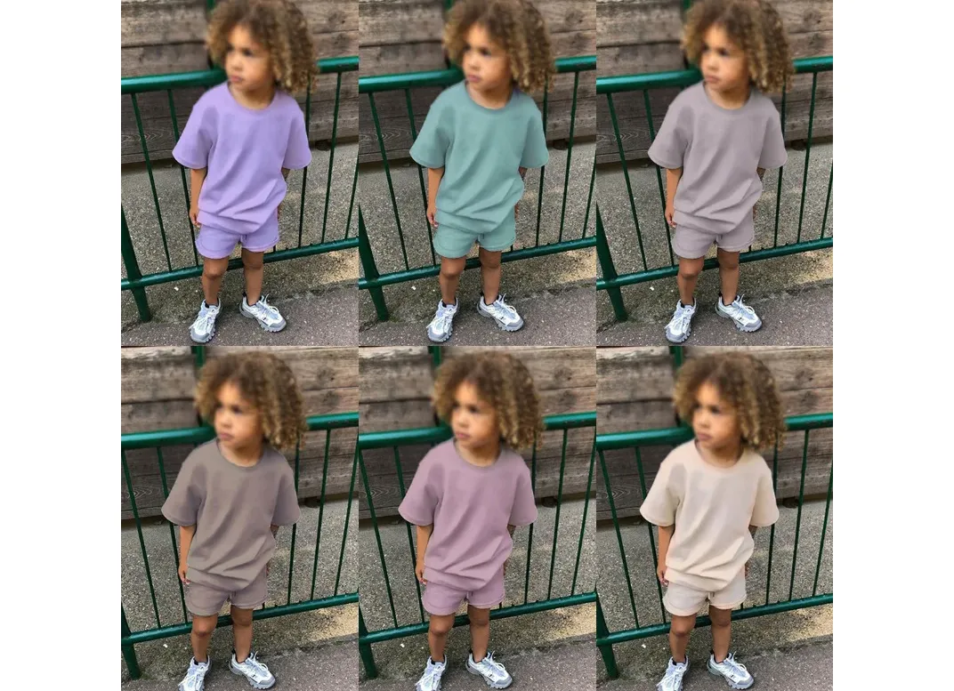 Summer 2pcs Kids Clothes Sets Children Sports Style Tracksuits T-shirts and Shorts Boy and Girl