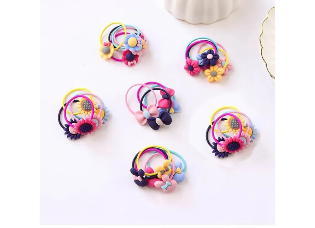 LOVE DADDY&MUMMY20Pcs/Box Cartoon Elastic Hair Bands Cute Bows Flower Rubber Band Hair Circle Sweet Hairbands for Kids Girls Hair Accessories