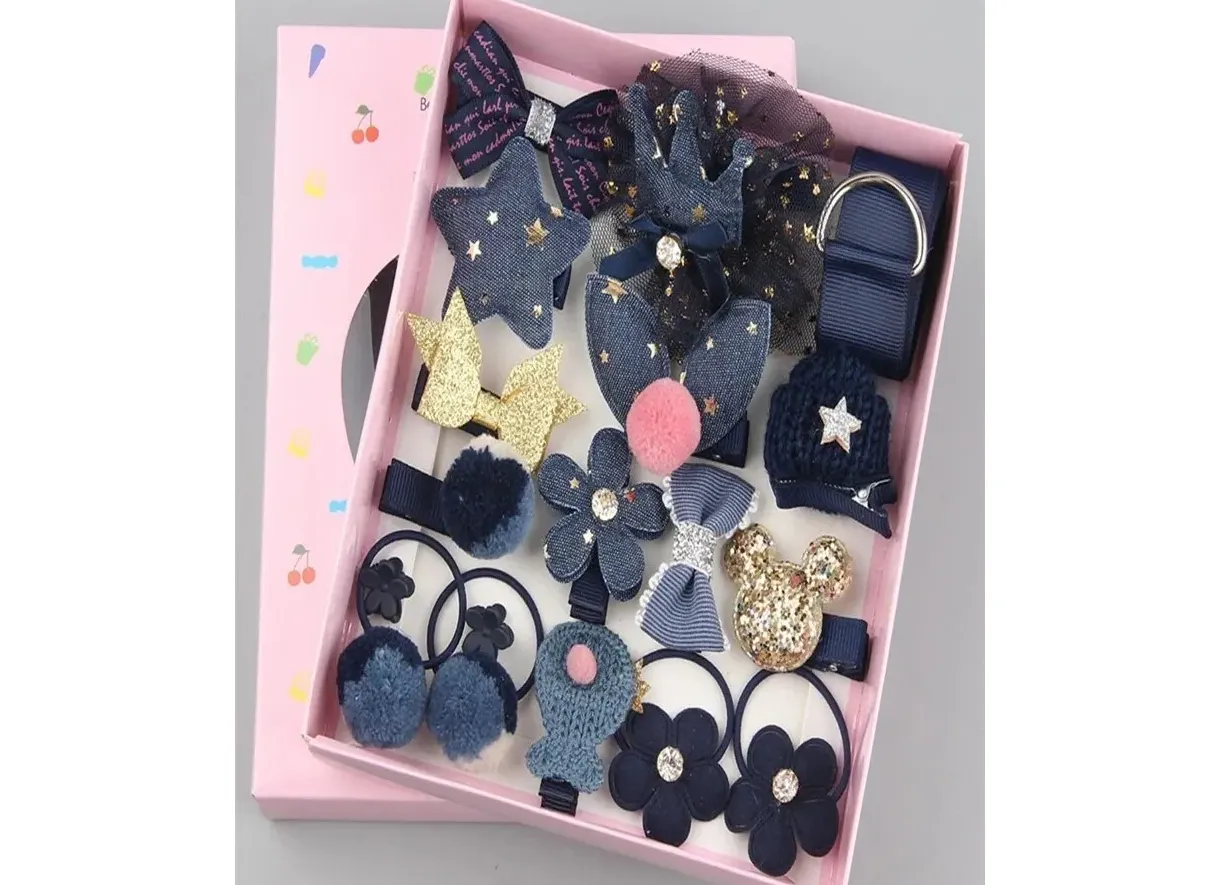 18pcs Children's Cartoon Clip Hair Rings Accessories