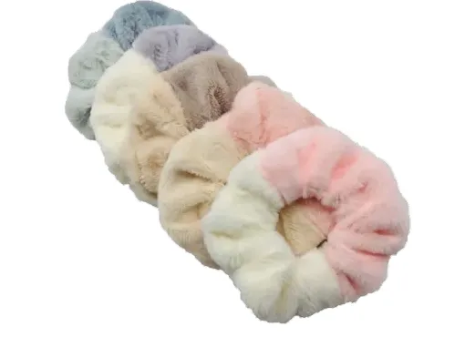 1pc Hair Scrunchy Furry Elastic Band Women Girl Ponytail Holder Rubber Ties Accessories Plush Faux Fur Soft Chiffon Headband Scrunchies