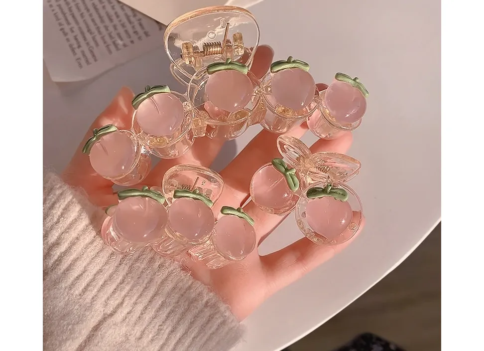 3 Piece Set of Cute Peach Hair Grips for Ladies and Girls Suitable for thick and fine hair Hair ornament hair clips