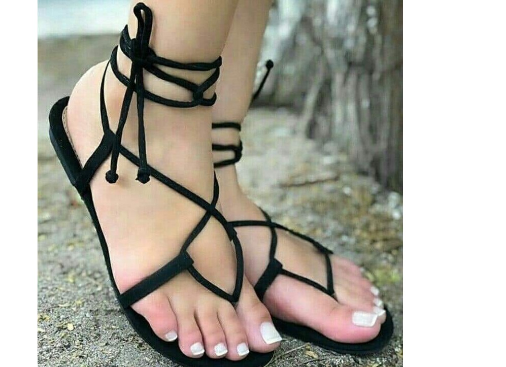 Ladies tie up slippers