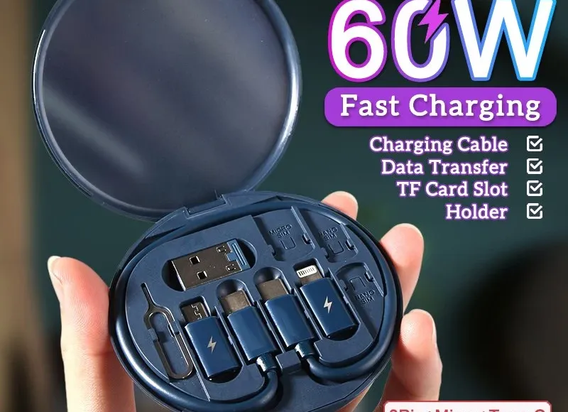 REMAX 5 In 1 60w Fast Charging Cables Type-C Mobile Phone Data Cable USB Charger Set Storage Box
