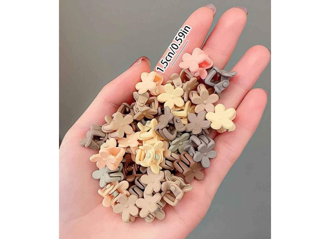 Girls Random Color Flower Shaped Plastic Hair Claw For Daily Life