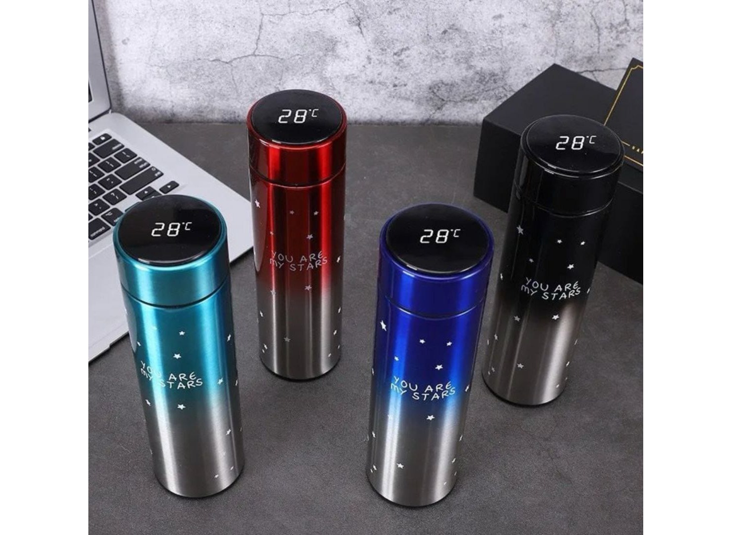 Gradient Color Smart Insulation Mini Thermal Cup LED Digital Temperature Display Water Bottle Stainless Steel 500ml