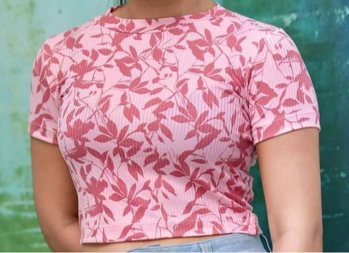 HALF SHORT SLEEVE RIBBED CROP TOP