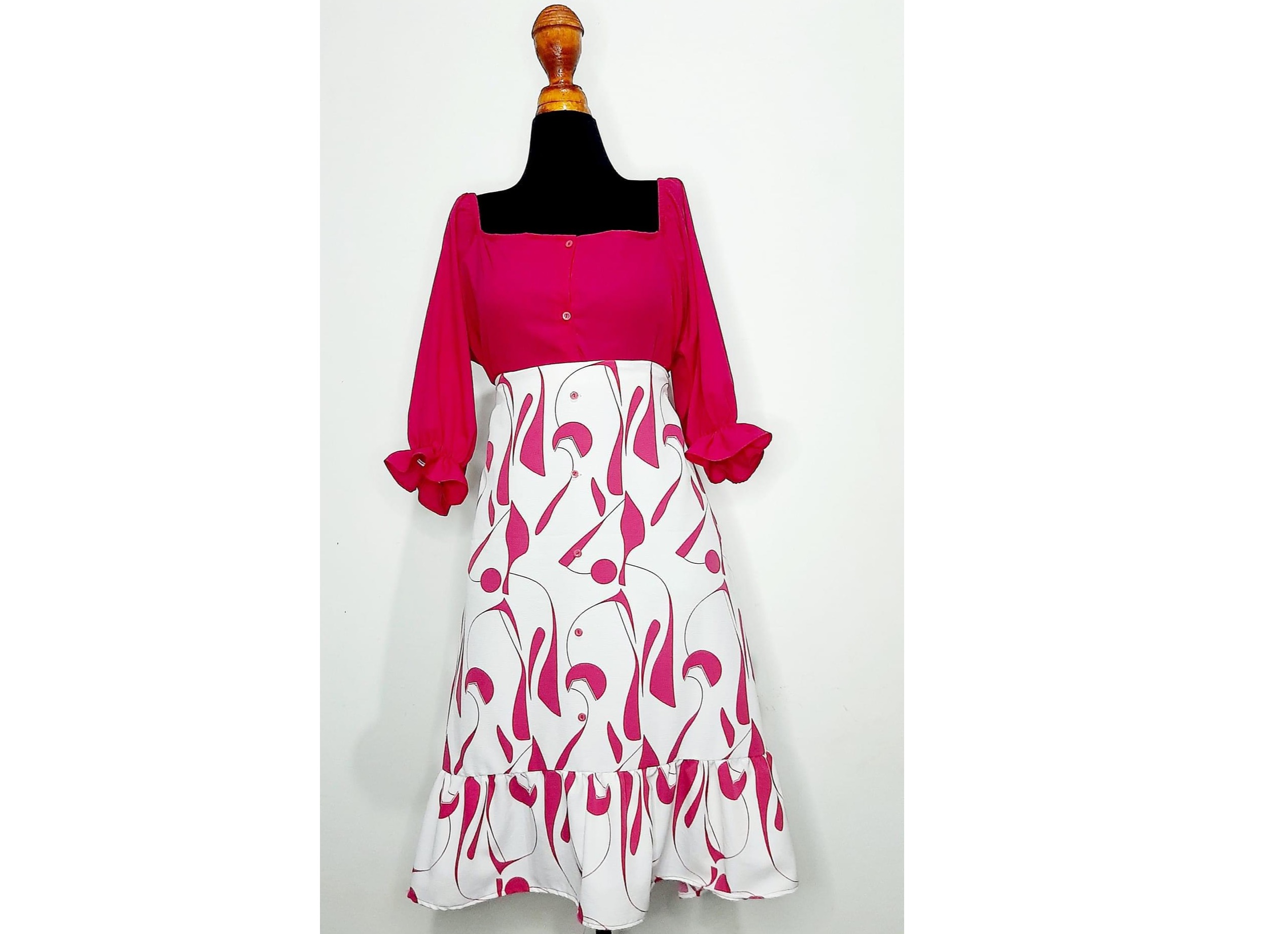 Women pink white off shoulder maxi dress