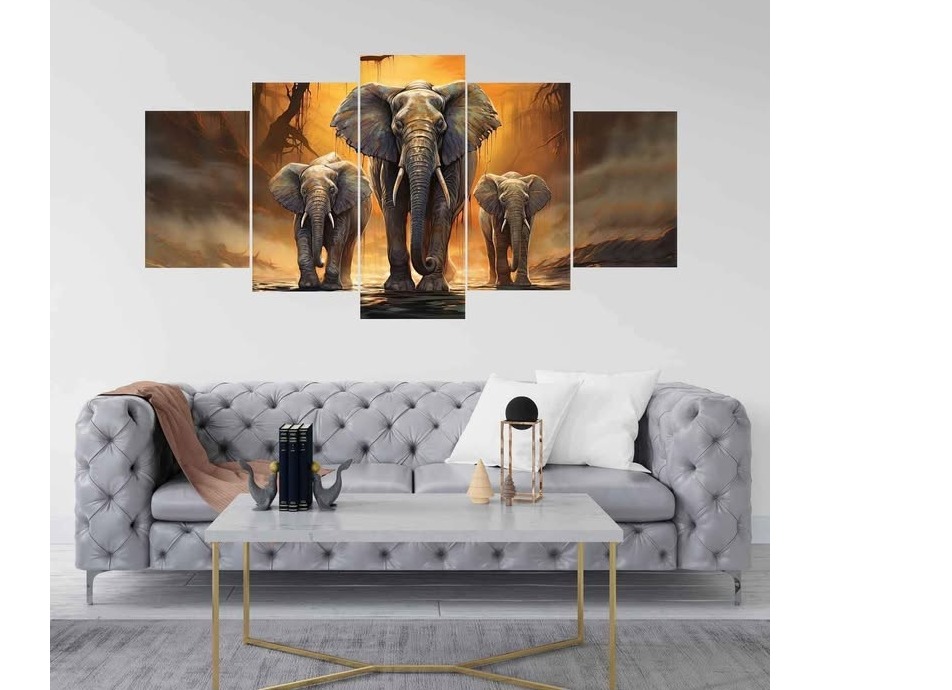 3D Wall Art Framed 5 Panel Large Size