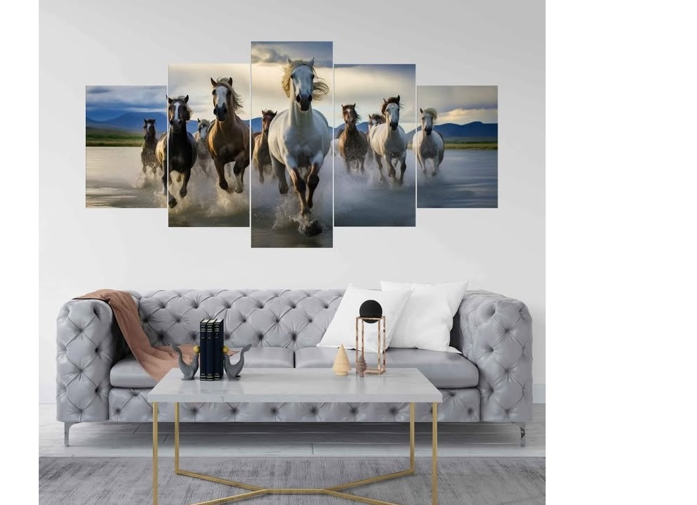 3D Wall Art Framed 5 Panel Large Size