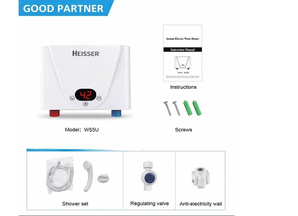 Instant 5.5KW 4 Gear Hot Water Shower Heater Fullset