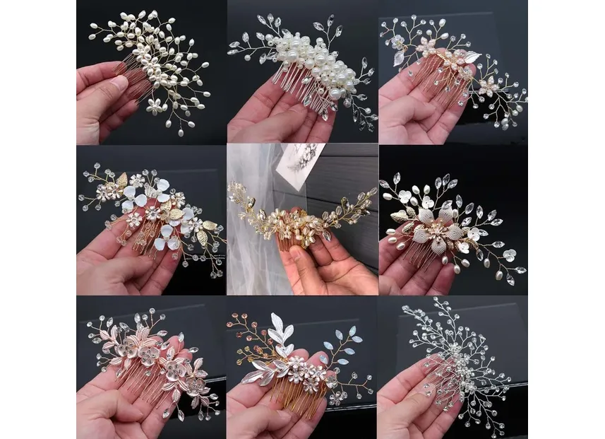 Bridal Hair Accessories Crystal Peals Hair Combs Wedding Hair Clips Accessories Jewelry Handmade Women Hair Ornaments Headpieces