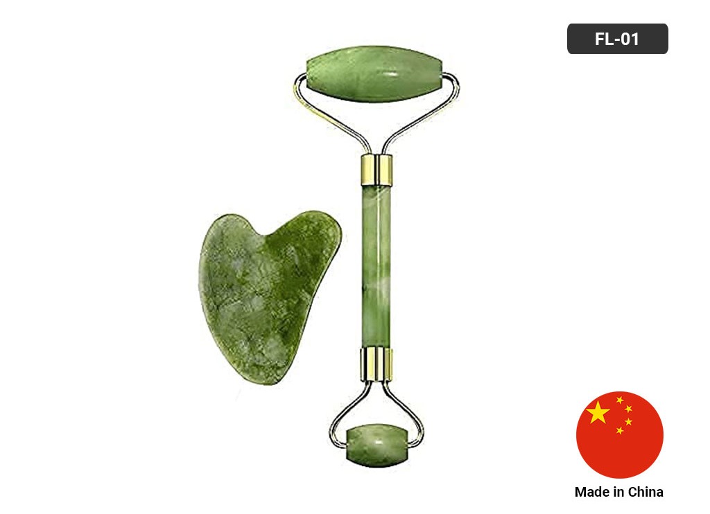 Flfwlass Facial Massager Jade Roller and Gua Sha Stone