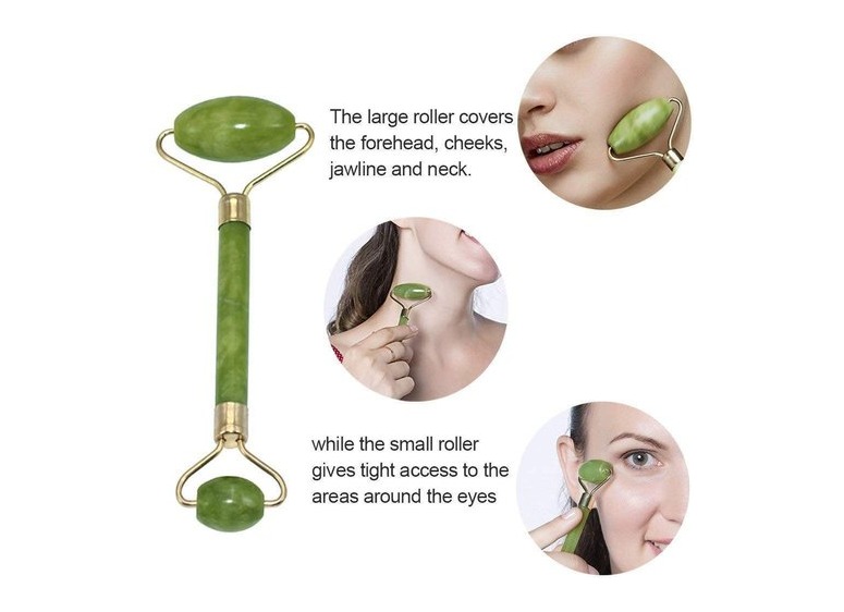 Flfwlass Facial Massager Jade Roller and Gua Sha Stone