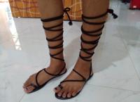 Ladies tie up slippers