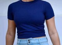 HALF SHORT SLEEVE RIBBED CROP TOP