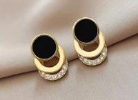2024 New Fashion Round Earrings for Women Geometric Acrylic Crystal Stud Earrings Wedding Party Elegant Circle Charms Jewelry
