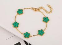 Adjustable New Design Gold Plated Stainless Steel 316L Plant Flower Bracelet With Five Leaf Petals Women's Luxury Gifts Clover